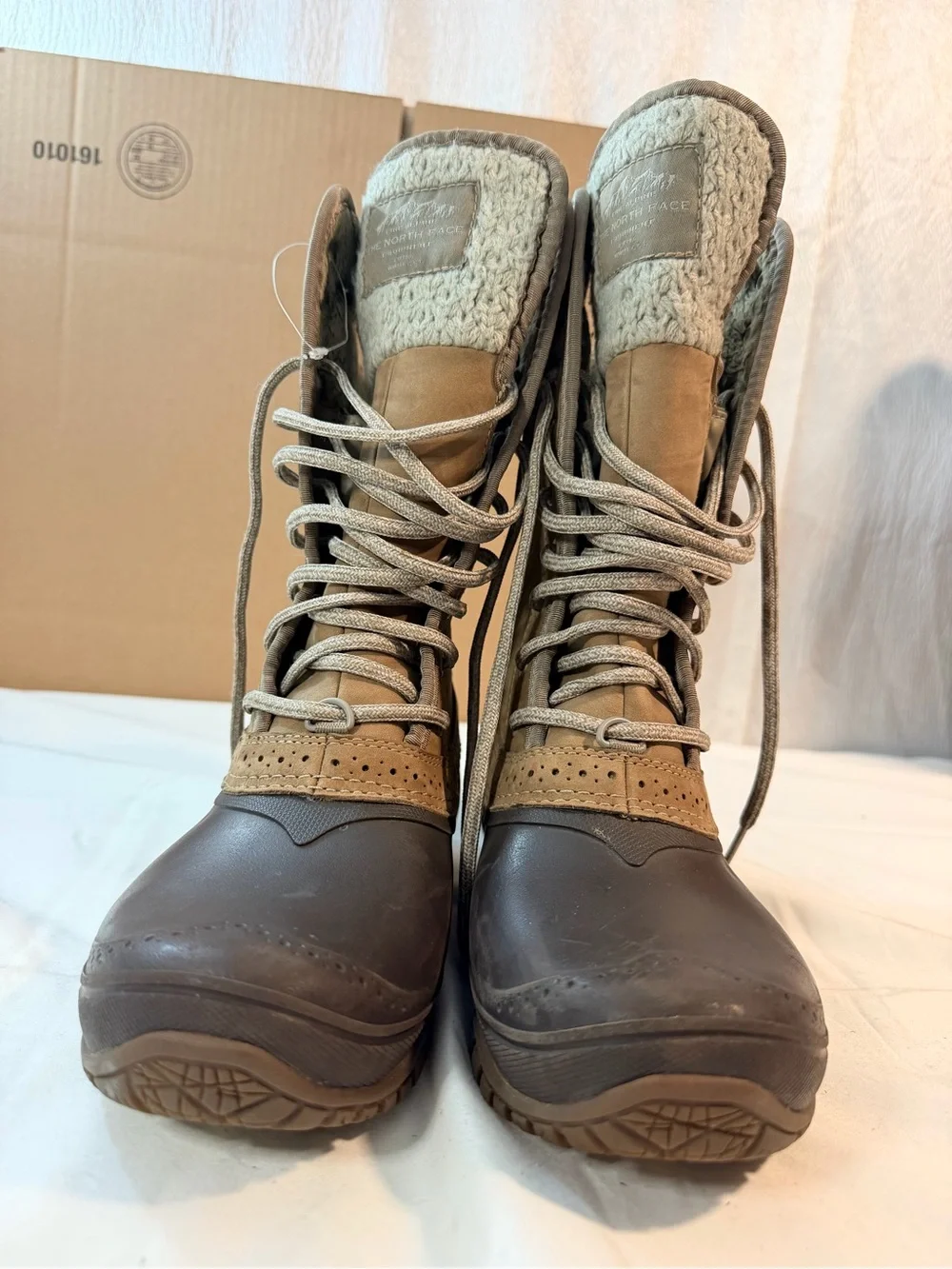 The North Face Women's Brown & Tan Waterproof Lace-Up Winter Boots